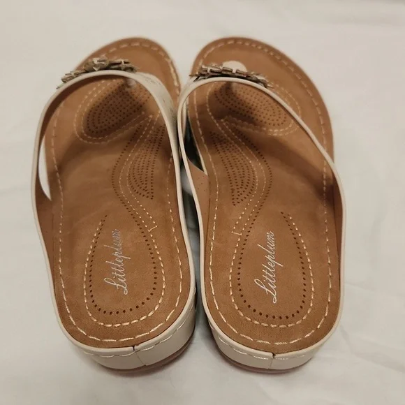 New!Light beige flower wedge flip flop arch support thong sandal off white ivory - Picture 7 of 11